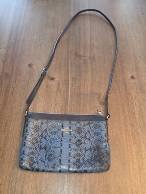 Coach Two Tone Blue Python Embossed Leather Crossbody